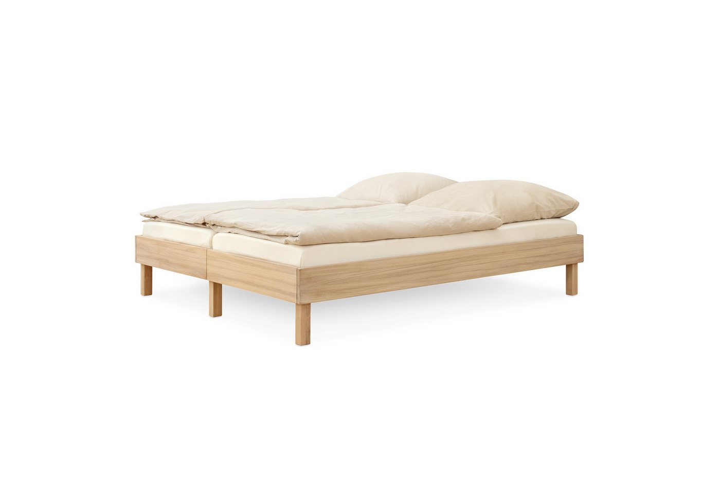 Ehrenkind Holzbett Plano, Modulares Familienbett, FSC® Zertifiziert (Doppelbett, 180x200 cm, Massiv-Eiche geölt, 2‑in‑1 Höhe (Bodenbett oder Standard), Modular und Höhenverstellbar von Ehrenkind
