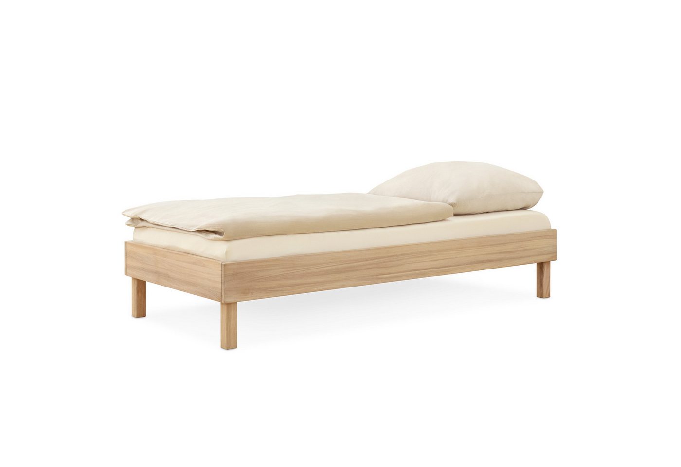 Ehrenkind Holzbett Plano, Modulares Familienbett, FSC® Zertifiziert (Einzelbett, 90x200 cm, Massiv-Eiche geölt, 2‑in‑1 Höhe (Bodenbett oder Standard), Modular und Höhenverstellbar von Ehrenkind