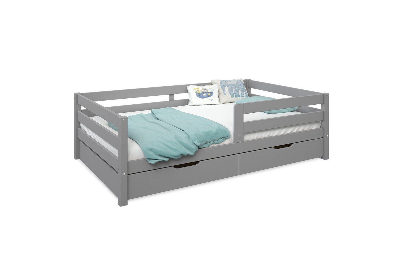 Ehrenkind Kinderbett Sona aus massivem Kiefernholz mit Rausfallschutz (Jugendbett in weiß, Kinder Bett), Kinderbett 120x200cm von Ehrenkind