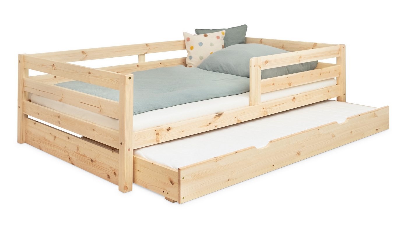 Ehrenkind Kinderbett Sona aus massivem Kiefernholz mit Rausfallschutz (Jugendbett in natur, Kinder Bett), Kinderbett 90x200 cm von Ehrenkind