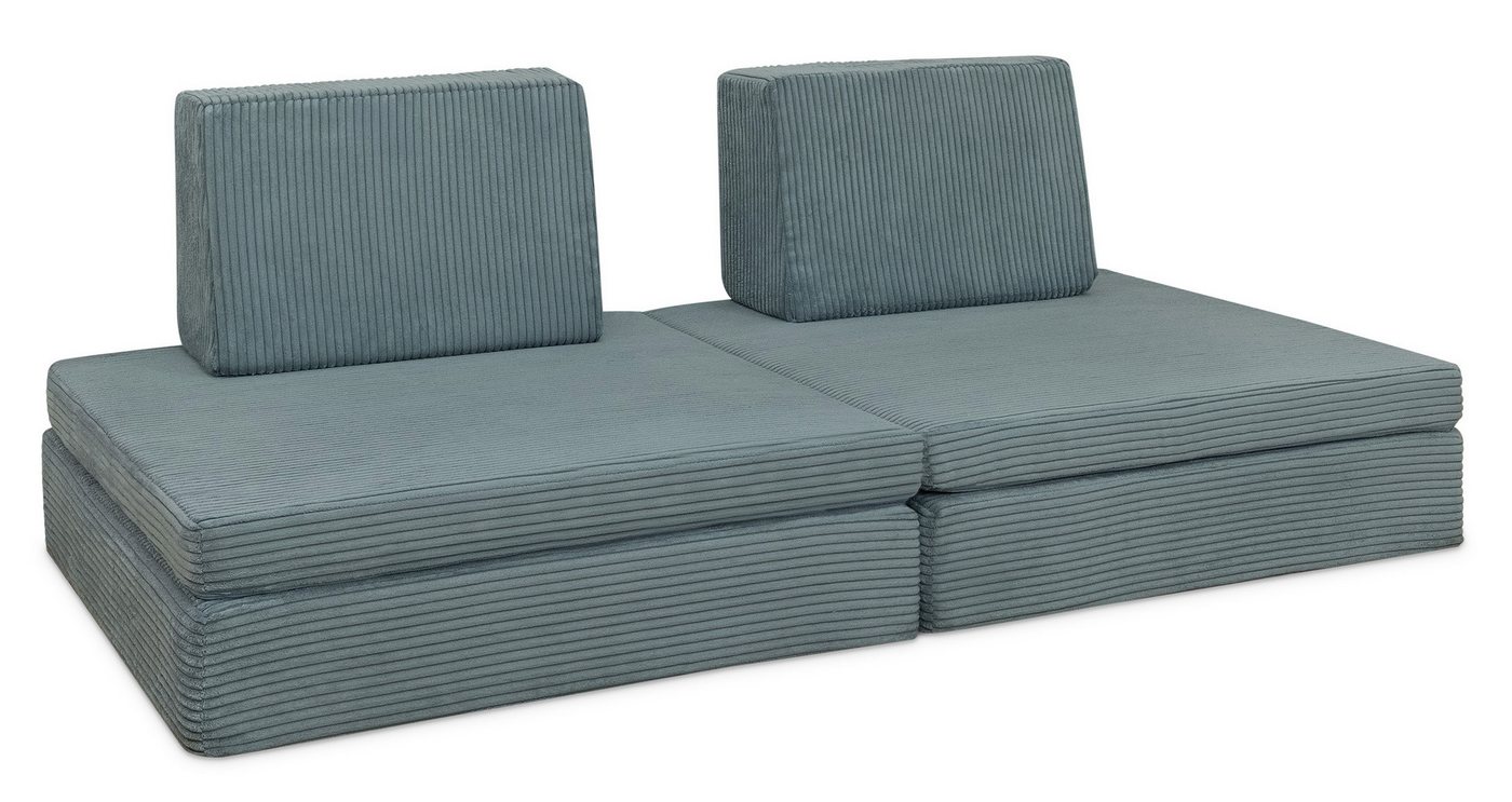 Ehrenkind Kindersofa Spielsofa 2in1 mit integrierten Hüpfpolster, aus weichem Cordstoff, Blaugrün von Ehrenkind