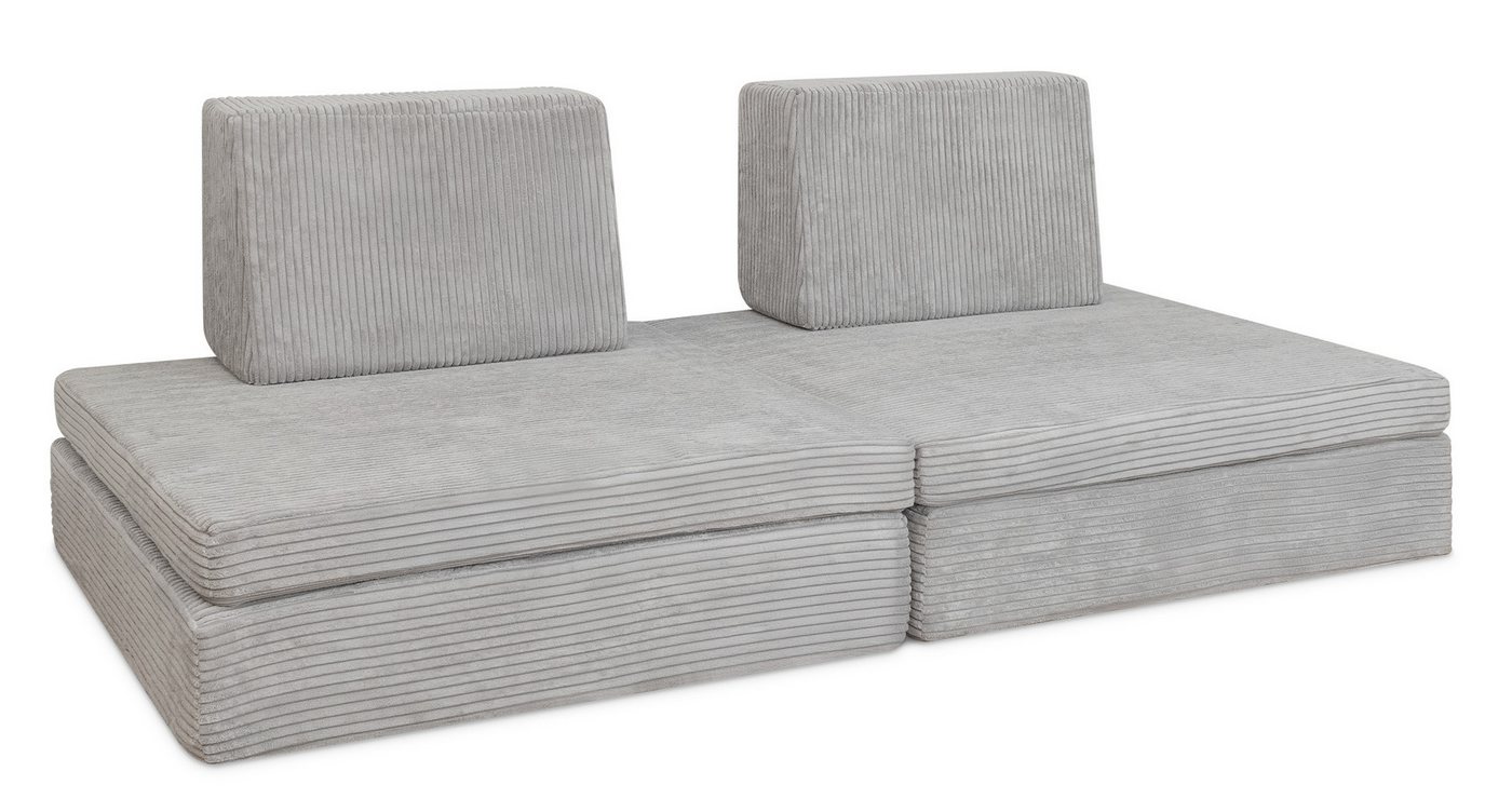 Ehrenkind Kindersofa Spielsofa 2in1 mit integrierten Hüpfpolster, aus weichem Cordstoff, Hellgrau von Ehrenkind