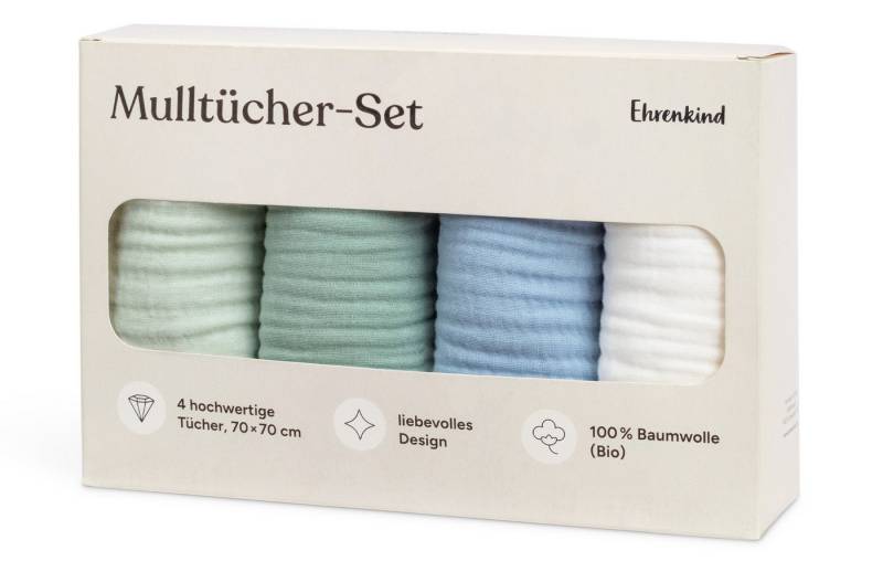 Ehrenkind Spucktuch Mulltücher-Set aus saugfähiger Musselin Bio-Baumwolle, (Sprucktücher Baby im 4er Set, Musselintücher Baby 70x70 cm), viele Einsatzmöglichkeiten wie Stoffwindeleinlage von Ehrenkind