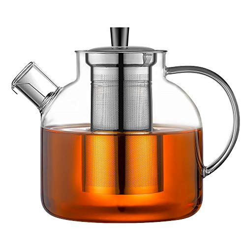 Ehugos Teekanne 1500ml Dickes Glas Teebereiter mit Edelstahl-Sieb Borosilicate Glaskanne von Ehugos