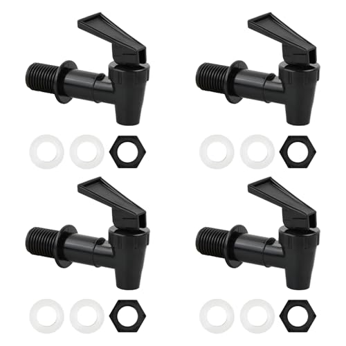 4er Pack Zapfhahn, Auslaufhahn Spender ErsatzhäHne Auslaufhahn Regentonne Wiederverwendbar, FüR Saft-, Kaffee-, Wasserspender, Bierfass, Schwarz von Ehuihuan
