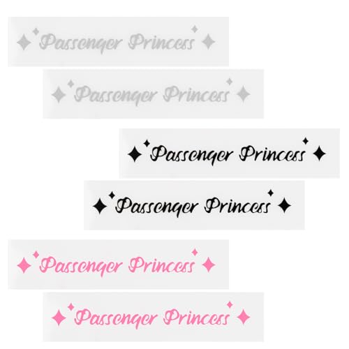 6 Pcs Passagierprinzessin Autoaufkleber, Lustige Prinzessin Decals für Auto Dekoration, Niedliche Passagierprinzessin Aufkleber, Merchandise Decals Passagierprinzessin von Ehuihuan