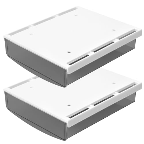 Ehuihuan 2 Stück Schublade Unter Schreibtisch, 21x18x5,4cm Selbstklebende Schublade, Unter Schreibtisch Aufbewahrungsbox, Versteckte Schreibtischschublade für Büro Schule Zuhause (Mattes Schwarz) von Ehuihuan