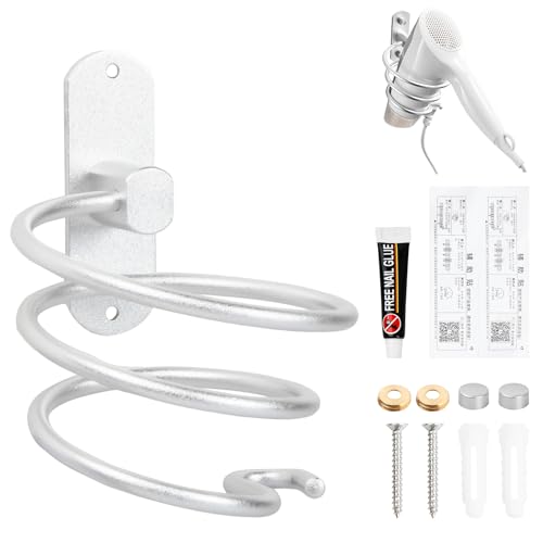 Ehuihuan Kabelhalter Haartrockner, Haartrocknerhalter Kabelhalter, Hair Dryer Holder Wall, Haartrockner Halterung Ohne Bohren, Föhn Halterung, Föhnhalter Wand for Hairdresser Shop, Room (Silber) von Ehuihuan
