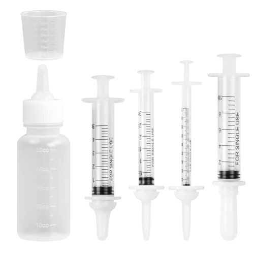 Ehuihuan KäTzchen-Futterflasche, Spritze Mit Schlauch Silikonmaterial, FüTterungsspritze FüR KäTzchen Geeignet FüR Haustiere Wie Katzen Und Hunde, Inklusive 1/3/5/10 Ml Spritze von Ehuihuan