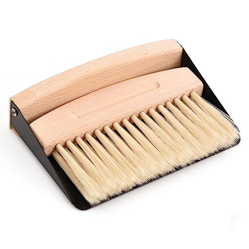 Woody Kleines Kehrblech und Handfeger Reinigungsset für Tisch, Mini Kehrblech und Handfeger für Zuhause, Kompaktes und exquisites Reinigungsset für den Schreibtisch von Ehuihuan