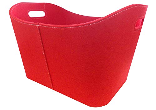 Metrox 99155 Holzkorb mit Tragegriffen (Kaminholztasche Filz, Farbe rot, Maße 53,5x43x34 cm) Metrox 99155 Holzkorb mit Tragegriffen (Kaminholztasche Filz, Farbe rot, Maße 53,5x43x34 cm) von Metrox