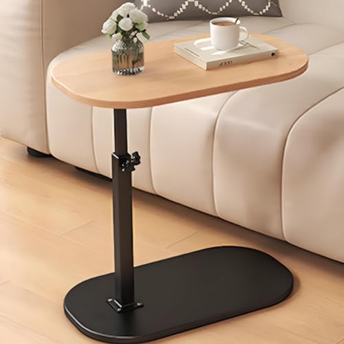 Eiauiuo Beistelltisch Holz C-förmiger Sofatisch Höhenverstellbar Klein Couchtisch Desktop 360° Drehbar Mobiles Aufbewahrungsregal Schwarzer Metall Ständer Nachttisch Laptoptisch(Color:Stil 3) von Eiauiuo