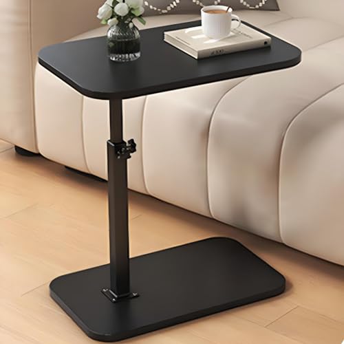 Eiauiuo Beistelltisch Holz C-förmiger Sofatisch Höhenverstellbar Klein Couchtisch Desktop 360° Drehbar Mobiles Aufbewahrungsregal Schwarzer Metall Ständer Nachttisch Laptoptisch(Color:Stil 6) von Eiauiuo