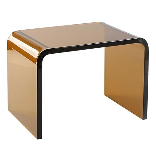 Eiauiuo Beistelltisch Tan Farbe Modern Couchtisch Kreativität U-förmiger Runder Rand Design Minimalismus Mode Acryl Beistelltisch Sofatisch Mode für Schlafzimmer Nachttisch Cafe Büro 30.5x19.5x22cm von Eiauiuo