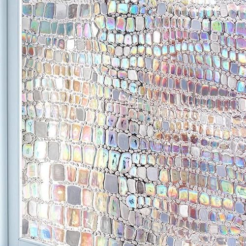 Eiauiuo Bunt Fensterfolie 3D Regenbogen Glasfolie Blickdicht Sichtschutzfolie Anti-UV Selbstklebende Fenster Dekorfolie Statisch Haftende Scheibenfolie Wärmeschutzfolie für Badezimmer Fenster Glas Tür von Eiauiuo
