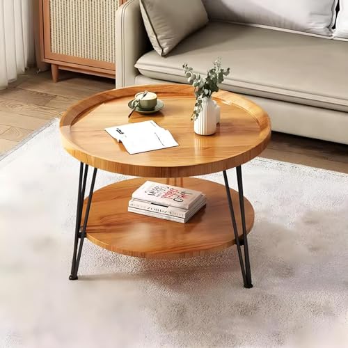 Eiauiuo Couchtisch Rund Holz klein Beistelltisch mit 2 Etagen Holzfarbe Sofatisch Couchtisch aus Holzscheibe und Metallständer Modern Minimalismus Wohnzimmertisch Schlafzimmertisch Nachttisch Ø50cm Eiauiuo Couchtisch Rund Holz klein Beistelltisch mit 2 Etagen Holzfarbe Sofatisch Couchtisch aus Holzscheibe und Metallständer Modern Minimalismus Wohnzimmertisch Schlafzimmertisch Nachttisch Ø50cm von Eiauiuo