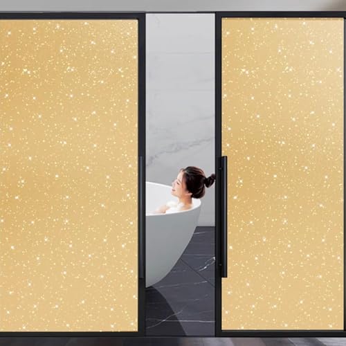Eiauiuo Fensterfolie Blickdicht Klebefolie Komplett Geschlossen Sichtschutzfolie Wärmeisolierung Selbstklebende Milchglasfolie UV-Schutz Statisch Haftende Sonnenschutz Folie(Gold Frosted,60x200cm) von Eiauiuo
