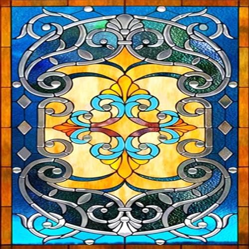 Eiauiuo Fensterfolie Window Film Bunt mit Mustern Blickdicht Privatsphäre Glasfolie Anti UV Selbstklebend Klebefolie Statisch Haftend Glasaufkleber Ohne Klebstoff Fenster Dekorfolie für Haus Geschäfte von Eiauiuo