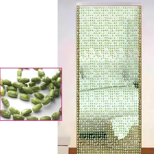 Eiauiuo Kristall Perlenvorhang Mode Türvorhang Hängender Fadenvorhang Insektenschutz Raumteiler Dekorativer Vorhang Für Innen Wohnzimmer Schlafzimmer Balkontür（Grün）(90x200cm(45 Wurzel)) von Eiauiuo
