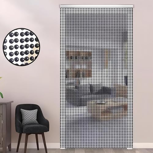 Eiauiuo Schwarz Perlenvorhang Fadenvorhang Türvorhang Raumteiler Deko Insektenschutz Fliegenvorhang Tür Fenster Hängender Perlenvorhang Aluminiumlegierung Schiene(90x200cm(120 Stränge)) von Eiauiuo