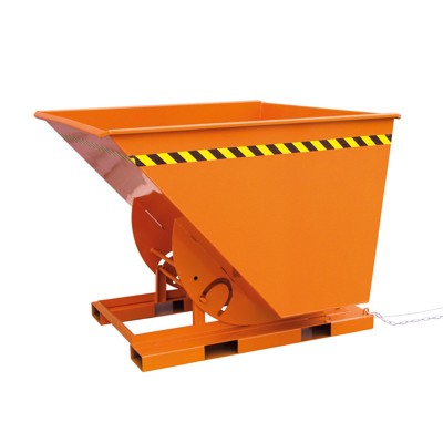 Kippbehälter in hoher Bauhöhe, quer zur und in Fahrtrichtung kippbar, 1000 kg, 1000 Liter, reinorange von Eichinger