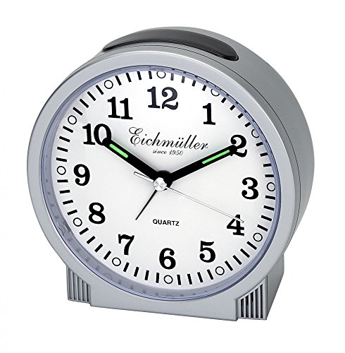 Eichmüller Analog Wecker - kein Ticken - Licht Weckwiederholung Silbergrau von Eichmüller