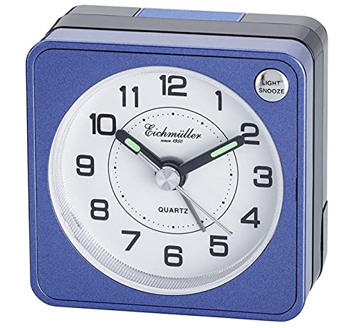 Eichmüller Analog Mini Wecker Blau Kleiner Reisewecker mit Licht und Alarm von Eichmüller