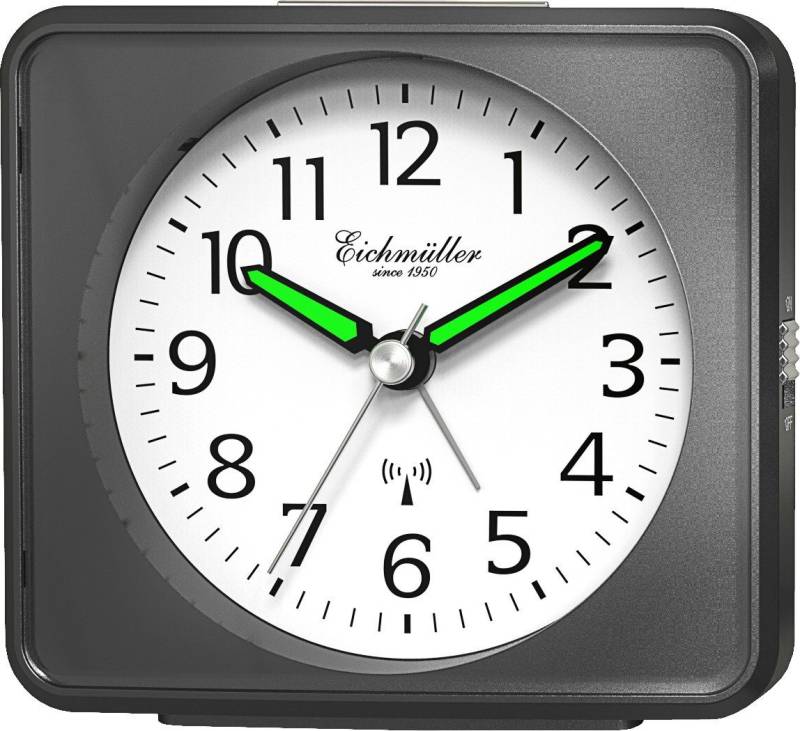 Eichmüller Funkwecker 9892-02 – Präziser anthrazitfarbener Wecker mit ansteigendem Weckton, sehr gut ablesbar von Eichmüller