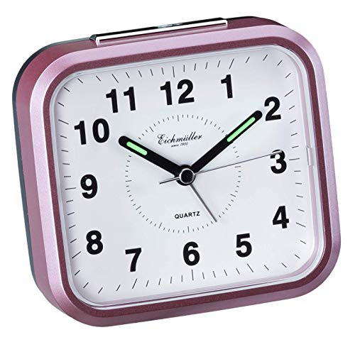 Eichmüller Quartz Analog Wecker Pink mit Weckwiederholung Licht und Leuchtmasse von Eichmüller
