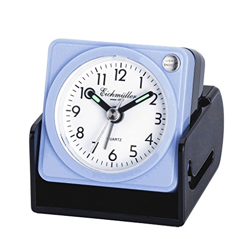 Wecker Reisewecker Alarm Analog Snooze Kunststoff blau eckig mit Schutzkappe von Eichmüller