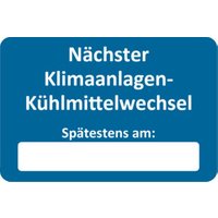 Eichner Kundendienstaufkleber, Text: Nächster Klimaanlagen-Kühlmittelwechsel von Eichner