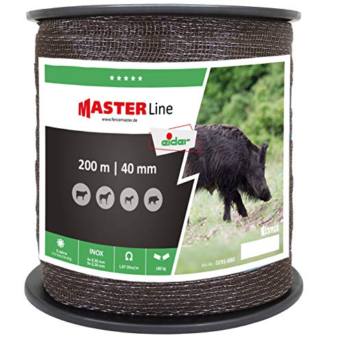 Weidezaun Breitband Eider 200m, 40mm, braun - hohe Leitfähigkeit (Nur 1,87 Ohm/m) - Sehr Robust - 13 NIRO Leiter Kampfpreis von Eider Landgeräte GmbH