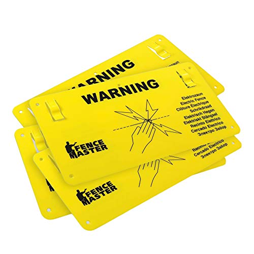 Sparangebot: 5x Warnschild Warnung/Vorsicht Elektrozaun - mit Clips zum Einhängen - international mit 9 Sprachen von Eider