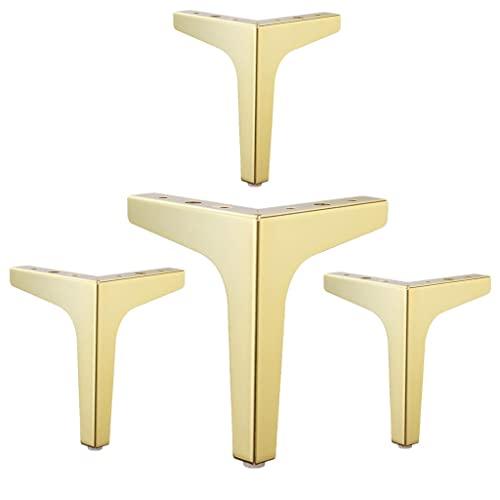Eidoct 5.3" / 13.5cm Möbelbeine, Moderne Stil Möbel Sofa Beine Metall Matte Schwarze Dreieck Füße für Tischschrank Schrank Sofa, Gold von Eidoct