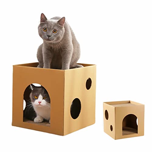 Eidoct Katzenhaus Kratzbrett Wellpappe Bett Karton für Katzen mit DIY, Wellpappe Karton Pet Supplies Zubehör von Eidoct
