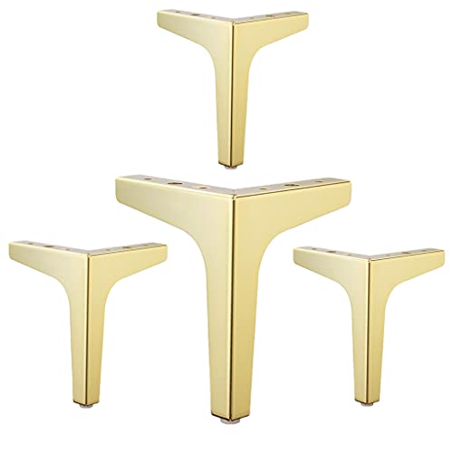 Eidoct Möbelbeine, 15 cm, moderner Stil, Möbelbeine aus Metall, goldfarben, dreieckige Füße für Tisch, Schrank, Sofa, goldfarben von Eidoct