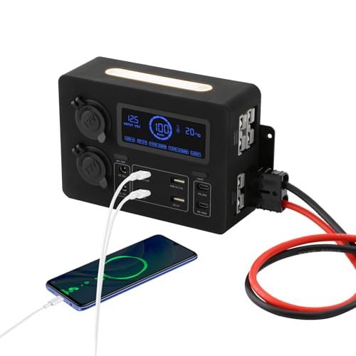 Mini Power Box, Tragbares Powerstation mit LED-Leuchten, LED-Leuchten, USB-C- und QC3.0-Anschlüssen, Multifunktionale Tragbare Stromverteilerbox für RVs Yachten von Eieblek