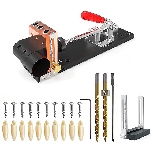 Eieenotee 1 Set Taschenloch-Vorrichtungssatz, Taschenschrauben-Vorrichtungs-Holzbearbeitungswerkzeug, Professioneller Vorrichtungssatz mit 3 Bohrlochwerkzeugen Eieenotee 1 Set Taschenloch-Vorrichtungssatz, Taschenschrauben-Vorrichtungs-Holzbearbeitungswerkzeug, Professioneller Vorrichtungssatz mit 3 Bohrlochwerkzeugen von Eieenotee