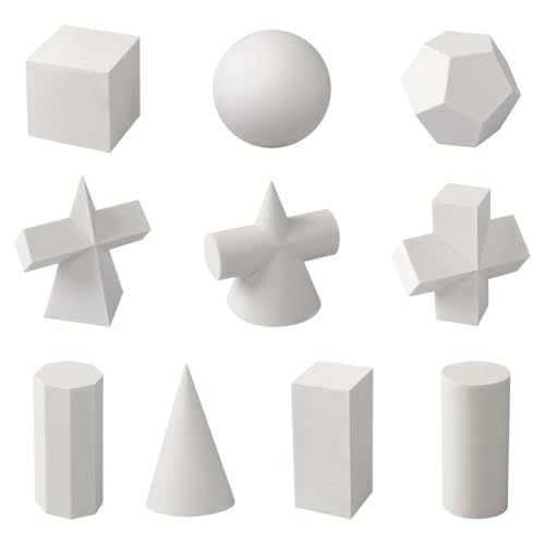 Eieenotee 10 Stück 3D-Geometrie-Skizzenzeichnungsmodell, Gips-Geometrieform, Skizzenform für Schattenzeichnung, 2-Miniform von Eieenotee