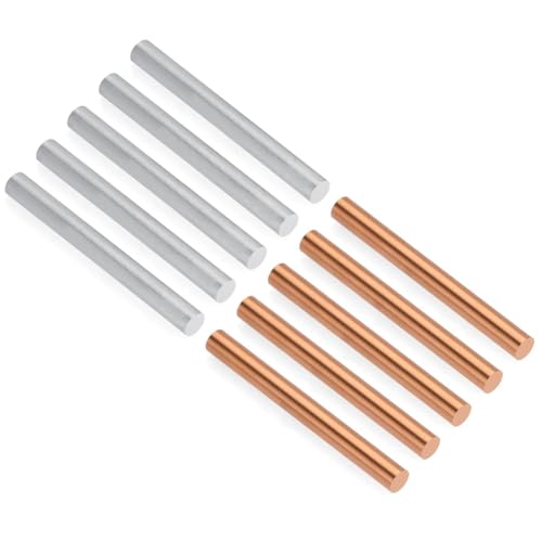 Eieenotee 10 Stück Zinkstangen Aus Reinem Kupfer, Metallrundstangen mit 100 mm Länge und 10 mm Durchmesser für Galvanik, Metallhandwerksprojekte von Eieenotee