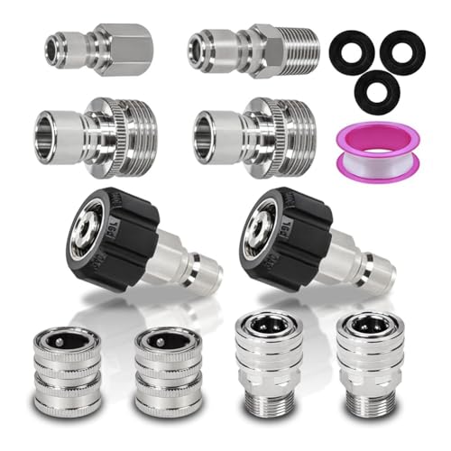 Eieenotee 10er-Pack Schnellkupplungen für Hochdruckreiniger, M22-14 mm Schwenkbar auf 3/8 Schnellkupplungssatz, Langlebig, Einfach zu Verwenden von Eieenotee