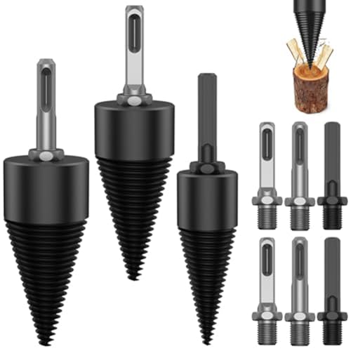 Eieenotee 12-Teiliger Brennholz-Holzspalter mit 9-Schaft-Stabiler Hochleistungs-Elektrobohrmaschine, Schraube, für Elektrische Bohrmaschine von Eieenotee
