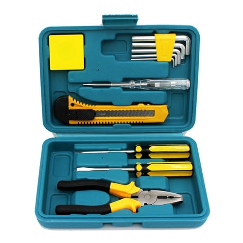 Eieenotee 12-Teiliges Universal-Reparaturset mit Kunststoff-Werkzeugkasten mit Schraubenschlüssel, Maßband und Schraubendreher für die Autoreparatur, Hardware-Werkzeugset-Kit Eieenotee 12-Teiliges Universal-Reparaturset mit Kunststoff-Werkzeugkasten mit Schraubenschlüssel, Maßband und Schraubendreher für die Autoreparatur, Hardware-Werkzeugset-Kit von Eieenotee