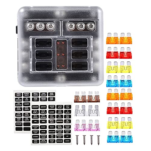 Eieenotee 12-V-Sicherungsblock, Wasserdichter Sicherungsblock, Negativer Bus-Sicherungskasten mit LED-Warnanzeige, Sichere Abdeckung – 6 Stromkreise mit Negativem Bus-Sicherungskasten Eieenotee 12-V-Sicherungsblock, Wasserdichter Sicherungsblock, Negativer Bus-Sicherungskasten mit LED-Warnanzeige, Sichere Abdeckung – 6 Stromkreise mit Negativem Bus-Sicherungskasten von Eieenotee