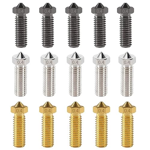 Eieenotee 15 Stück V6-Vulkandüsen, M6-Gewindedüsen, 0,4 Mm, V6-Messingdüsen, Düsen Aus Gehärtetem Stahl Eieenotee 15 Stück V6-Vulkandüsen, M6-Gewindedüsen, 0,4 Mm, V6-Messingdüsen, Düsen Aus Gehärtetem Stahl von Eieenotee