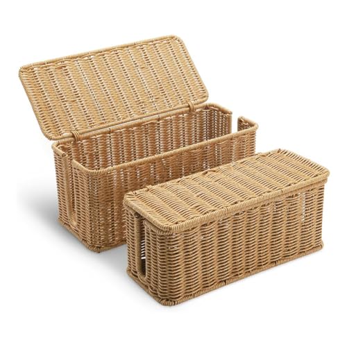 Eieenotee 2-Pack Decorative Imitation Rattan Cord Organizer Boxen, Handgewebtes Kabelmanagement und Versteck Set Eieenotee 2-Pack Decorative Imitation Rattan Cord Organizer Boxen, Handgewebtes Kabelmanagement und Versteck Set von Eieenotee