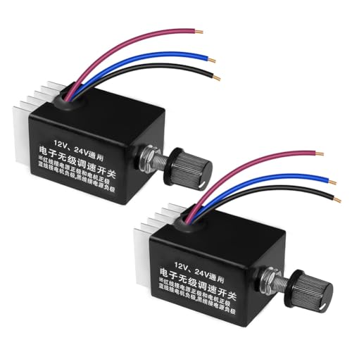 Eieenotee 2 Stück 12 V/24 V DC-Motordrehzahlregler Universal, Knopfschraube Elektronischer Stufenloser Drehzahlreglerschalter Eieenotee 2 Stück 12 V/24 V DC-Motordrehzahlregler Universal, Knopfschraube Elektronischer Stufenloser Drehzahlreglerschalter von Eieenotee