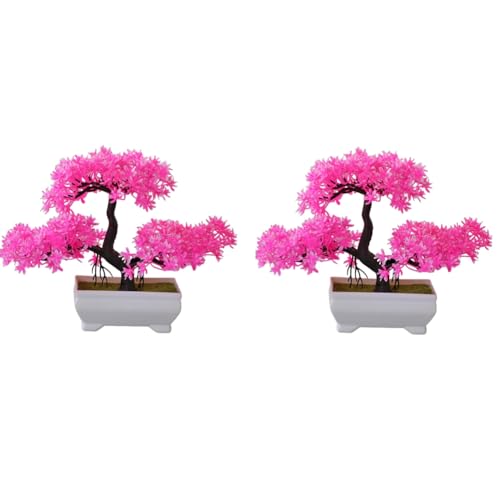 Eieenotee 2 Stück Künstliche Bonsai-Pflanze Aus Kunststoff, Kleiner Baumtopf, Gefälschte Pflanze, Blumentopf, Ornamente für Zuhause, Tisch, Langlebig, Pink Eieenotee 2 Stück Künstliche Bonsai-Pflanze Aus Kunststoff, Kleiner Baumtopf, Gefälschte Pflanze, Blumentopf, Ornamente für Zuhause, Tisch, Langlebig, Pink von Eieenotee