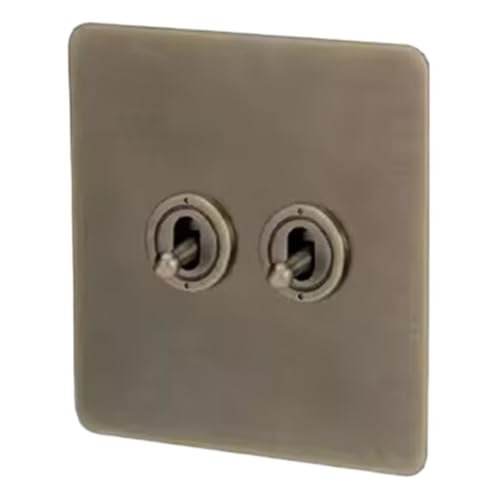 Eieenotee 220V Kippschalter Vintage Bronze Steckdosen und Schalter Wandlichtschalter Dimmerschalter Wandsteckdose Platte, C von Eieenotee