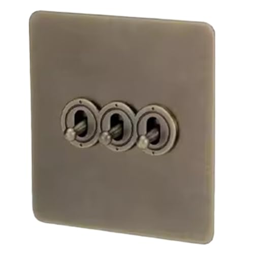 Eieenotee 220V Kippschalter Vintage Bronze Steckdosen und Schalter Wandlichtschalter Dimmerschalter Wandsteckdose Platte,D von Eieenotee